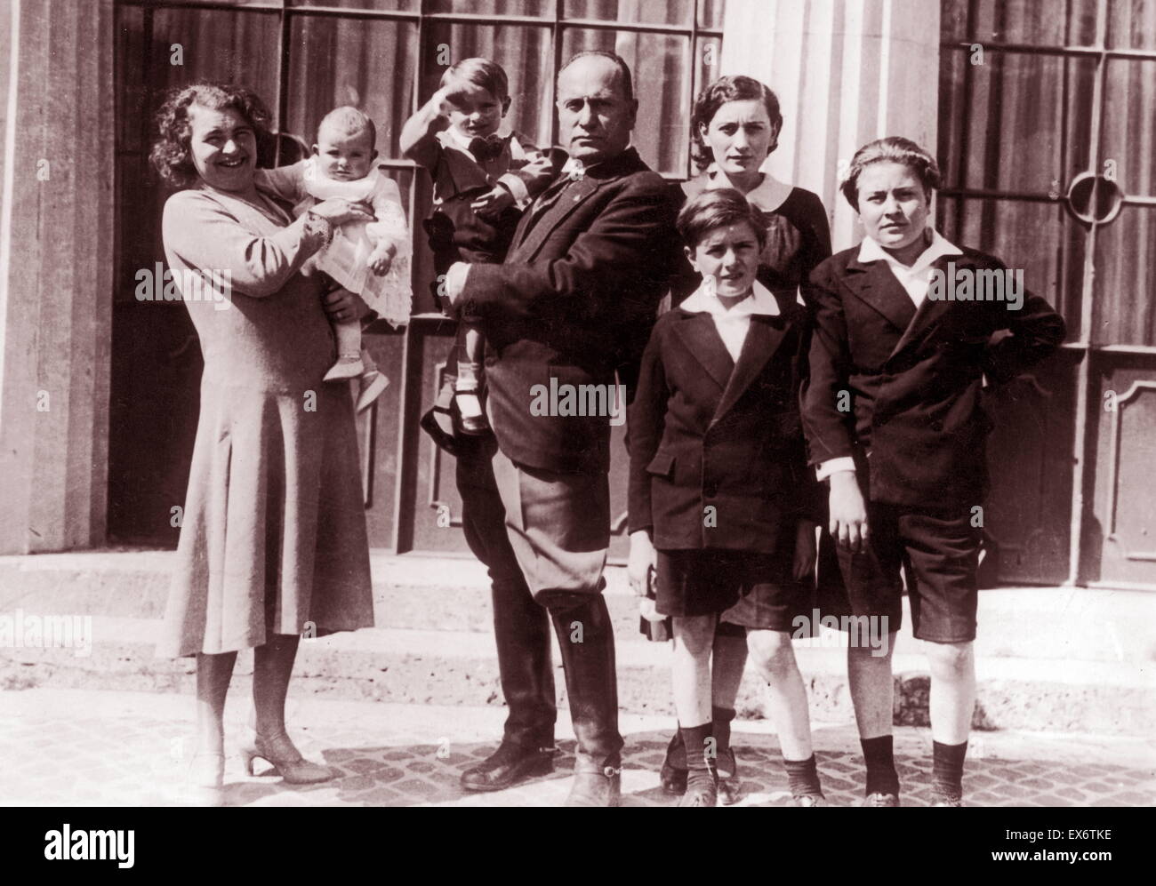 family of Benito Mussolini the Italian politician, journalist, and leader of the National Fascist Party 1928 Stock Photo