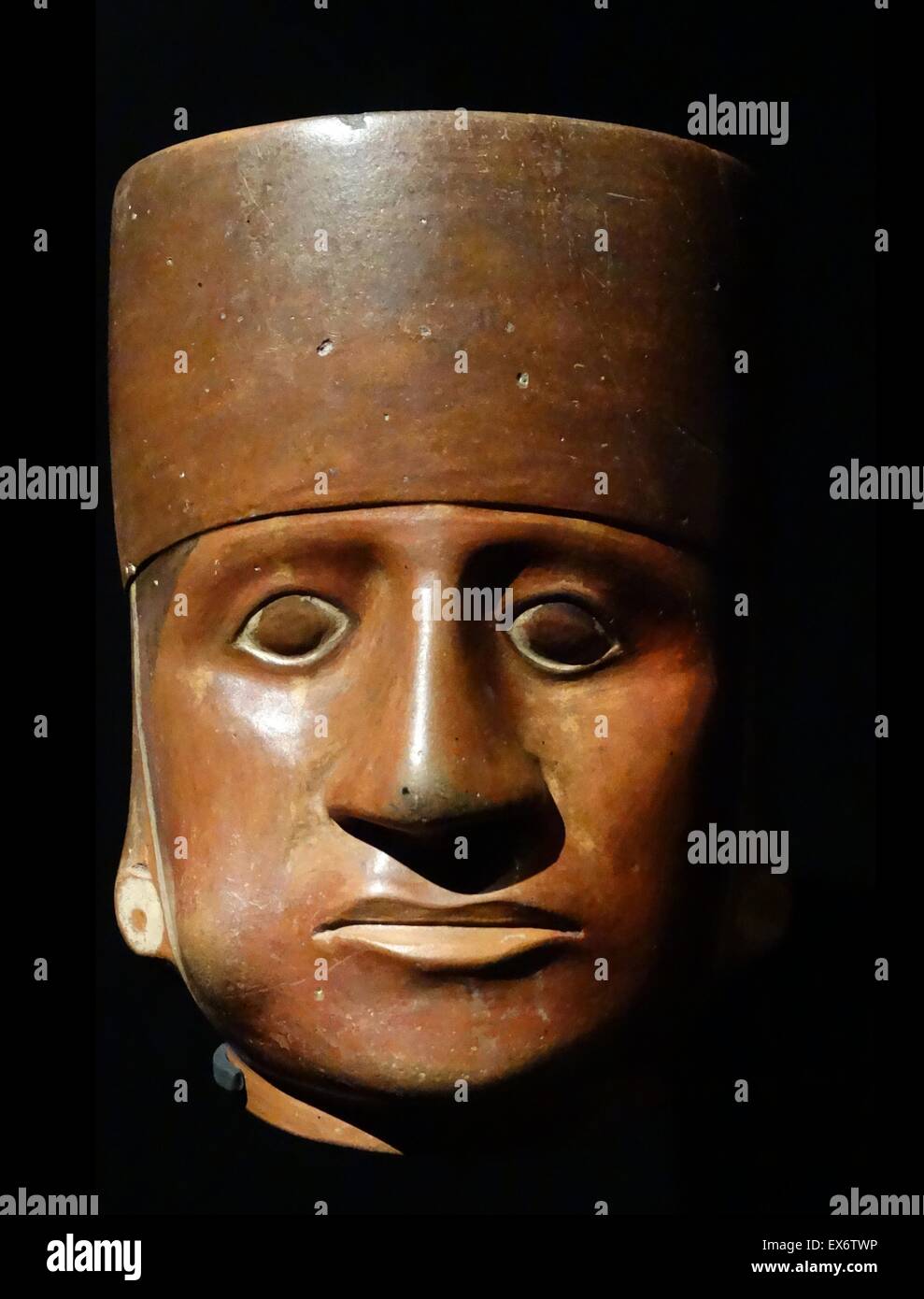 Andean Pre-Hispanic native: Tiwanaku culture painted wooden, drinking goblet; 4th -12th century AD. Stock Photo