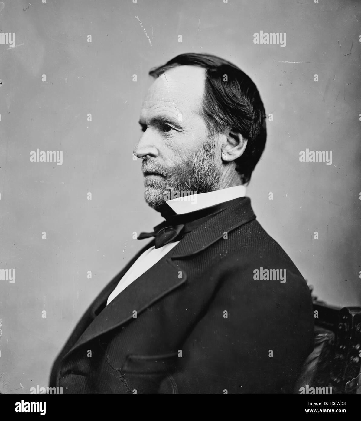 Portrait of General William Tecumseh Sherman (1820-1891) an American soldier, General in the Union Army, businessman, educator and author. Dated 1865 Stock Photo