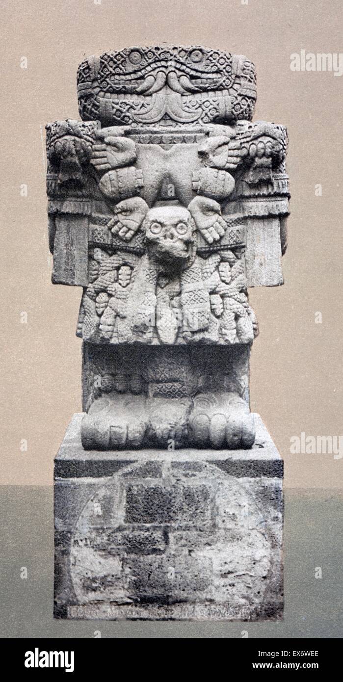 Photograph of the Aztec Idol, Cihuacóatl, goddess of birth, patron saint of physicians, bleeders, midwives, surgeons. Photographed by William Henry Jackson (1843-1942). Dated 1890 Stock Photo