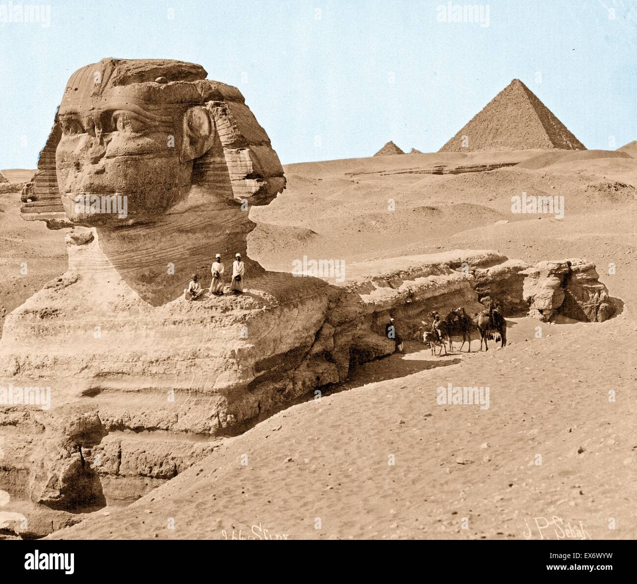 Colour photographic print of The Sphinx, Egypt. Photographed by Frank George Carpenter (1855-1924) Photographer. Dated 1899 Stock Photo