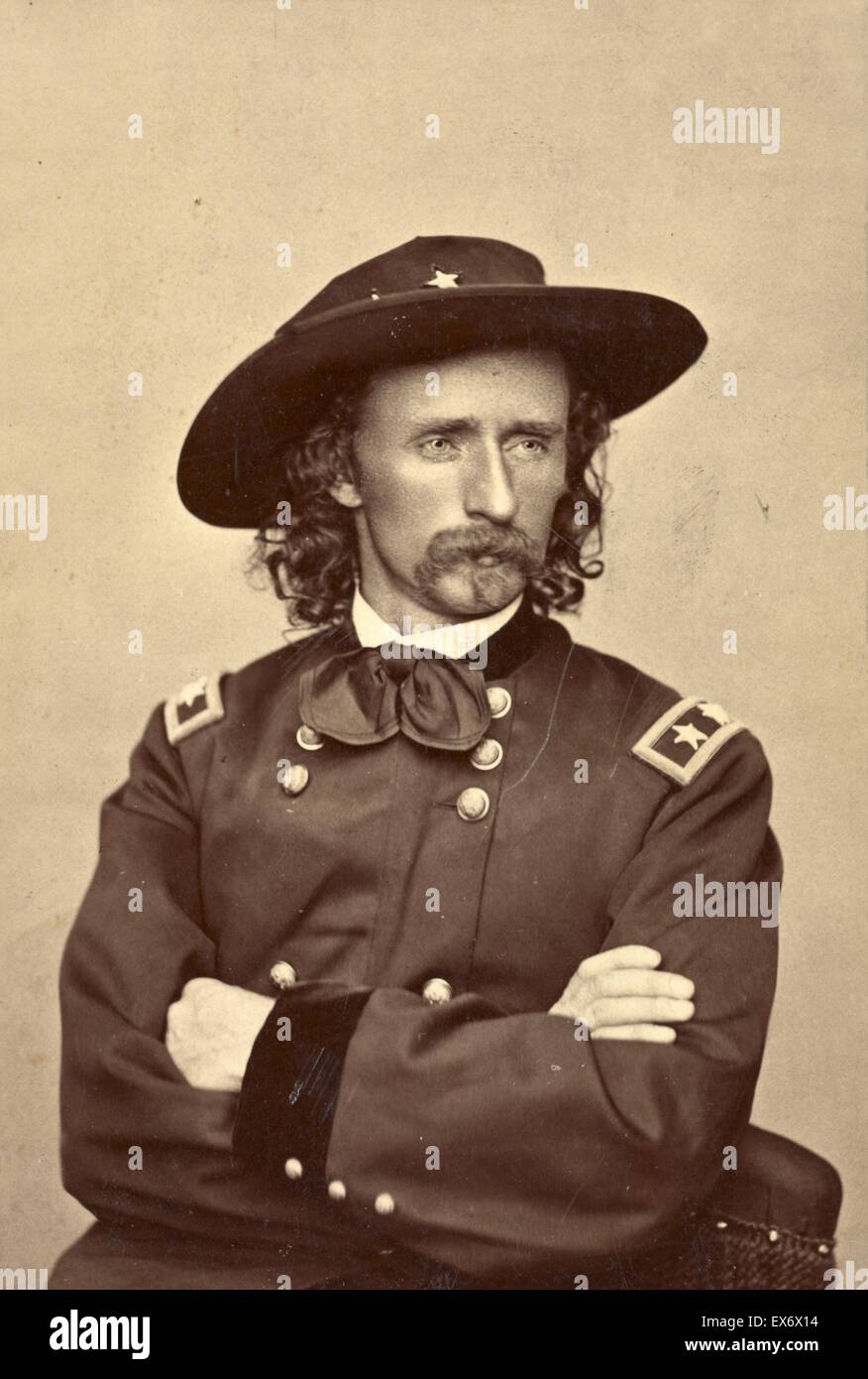 Photographic print of George Armstrong Custer (1839-1876) United States Army officer and cavalry commander in the American Civil War and the American Indian Wars. Dated 1872 Stock Photo