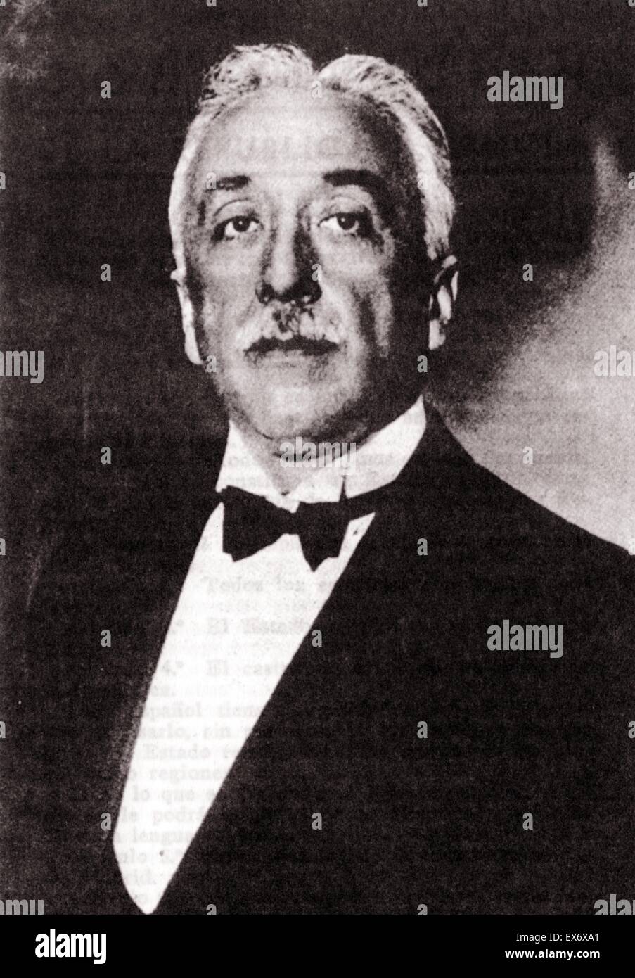 Niceto Alcalá-Zamora y Torres (1877 – 1949) Spanish politician and first prime minister of the Second Spanish Republic. Subsequently President 1931-1936 Stock Photo