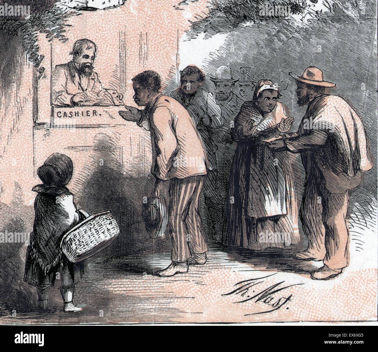 Thomas Nast's celebration of the emancipation of Southern slaves with