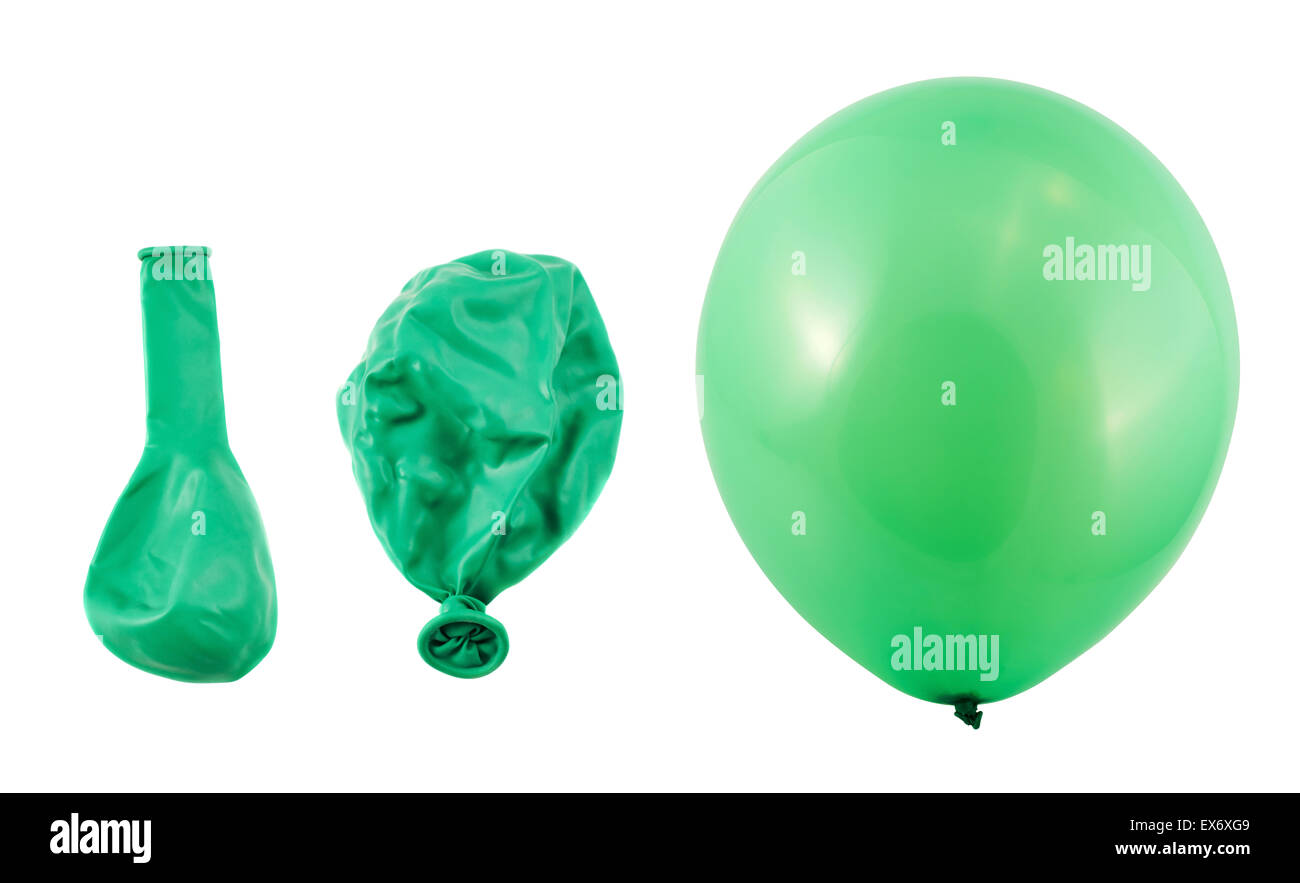 Three stages of balloon inflation isolated Stock Photo