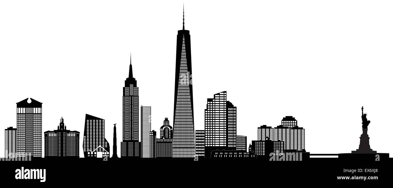 New York Skyline Black And White Clip Art