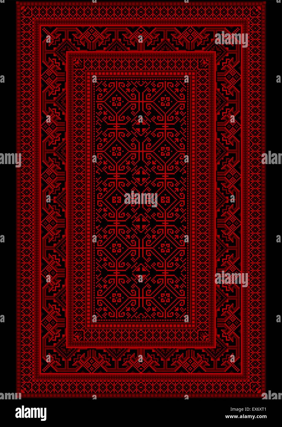 Design carpet with ethnic monophonic ornament in red and burgundy ...