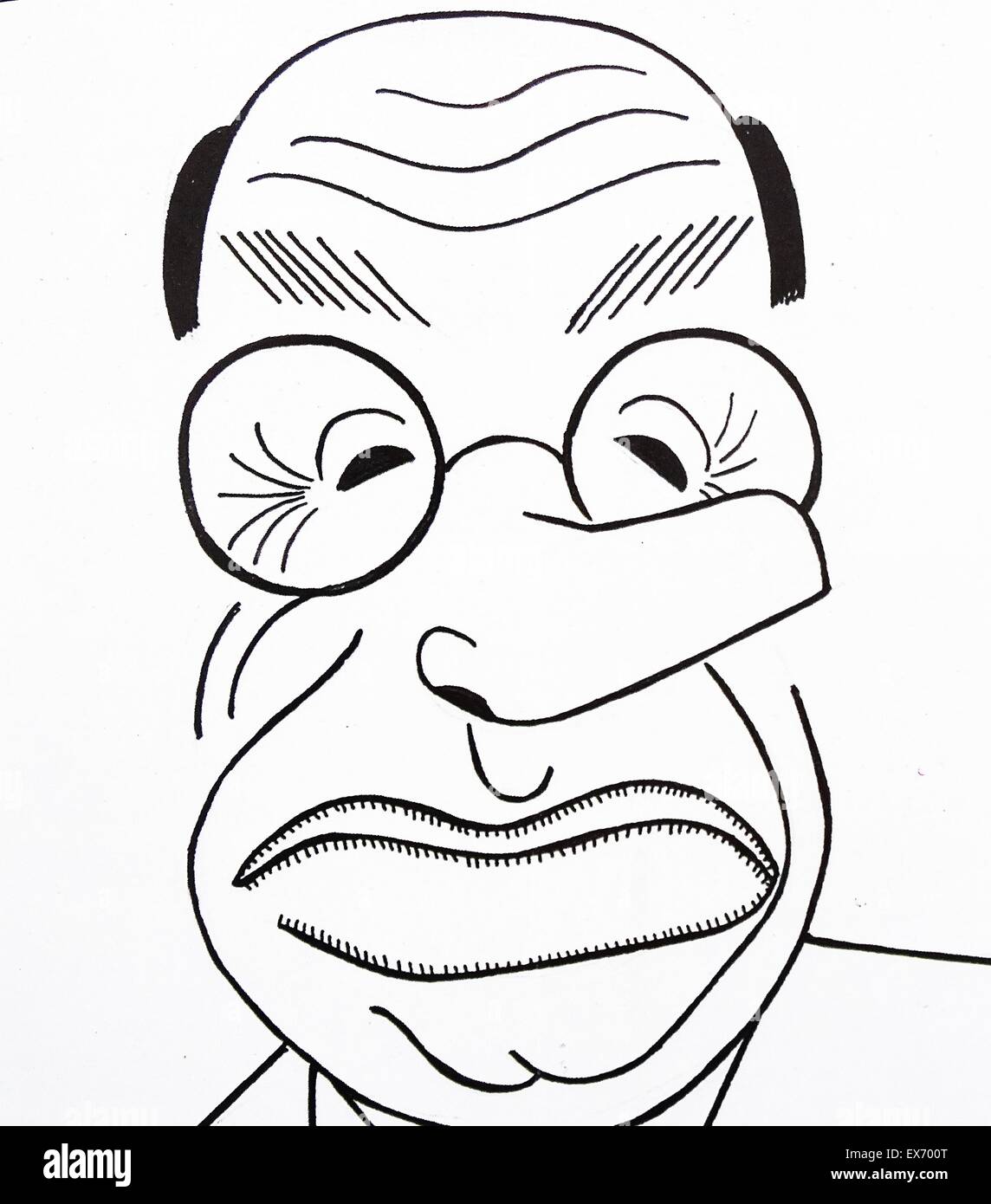 Caricature of Luis santullano (1879-1952). Spanish writer Stock Photo