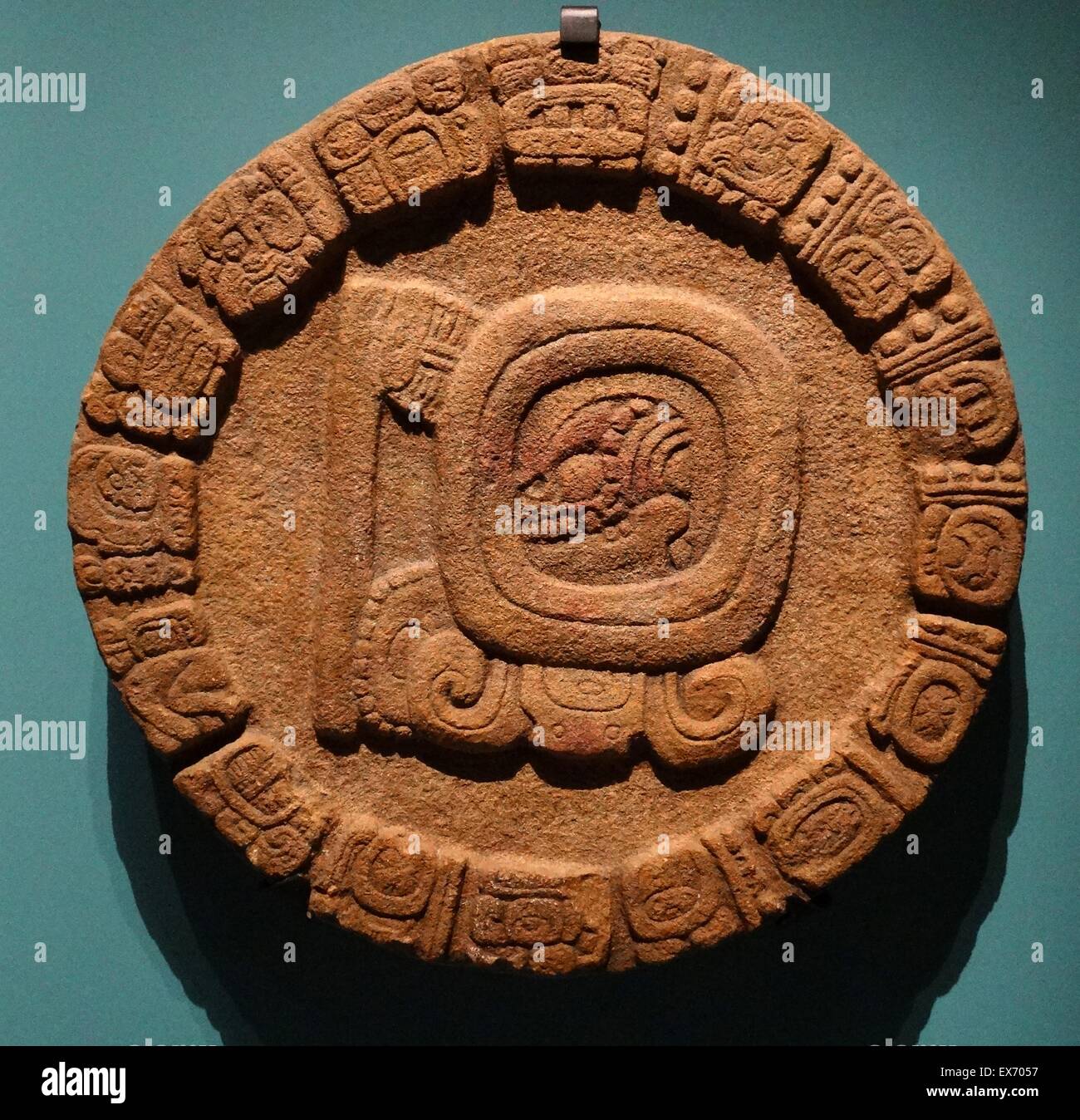 Mayan stone disk monument from Tonina, s a pre-Columbian Stock Photo ...
