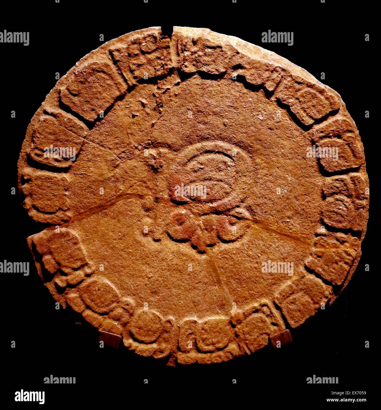 Mayan stone disk monument from Tonina, s a pre-Columbian archaeological ...