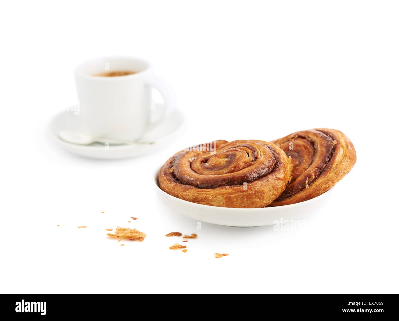 Cup of coffe and cinnamon buns Stock Photo