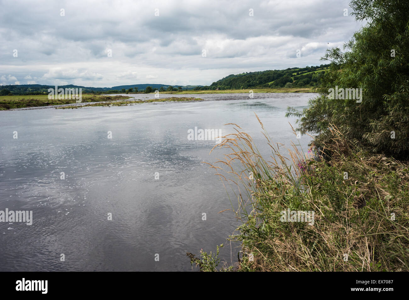 Looking along the Rive Wenning to its confluence with the River Lune Stock Photo