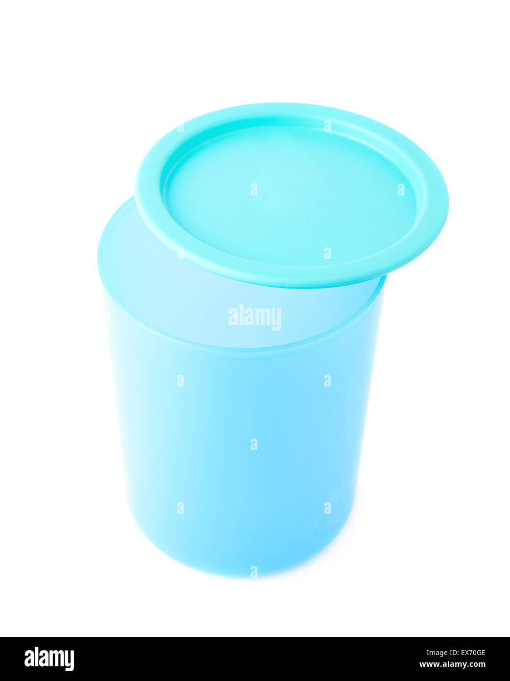 Blue plastic beaker cup with a cap Stock Photo Alamy