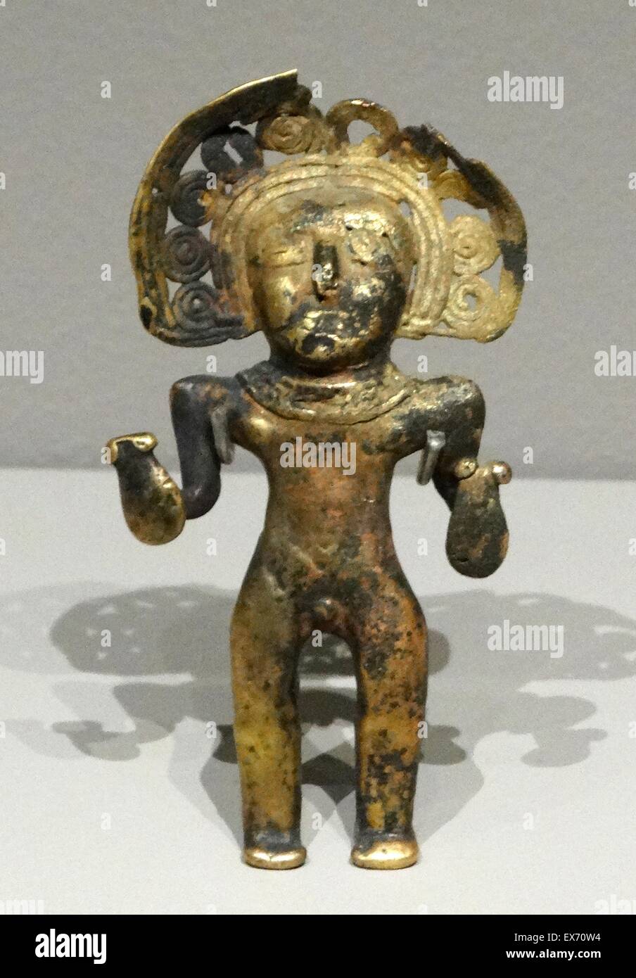 Mayan, Anthropomorphic gold figure found at Chichen Itza, Yucatan Mexico. Dated 900-1250 AD Stock Photo