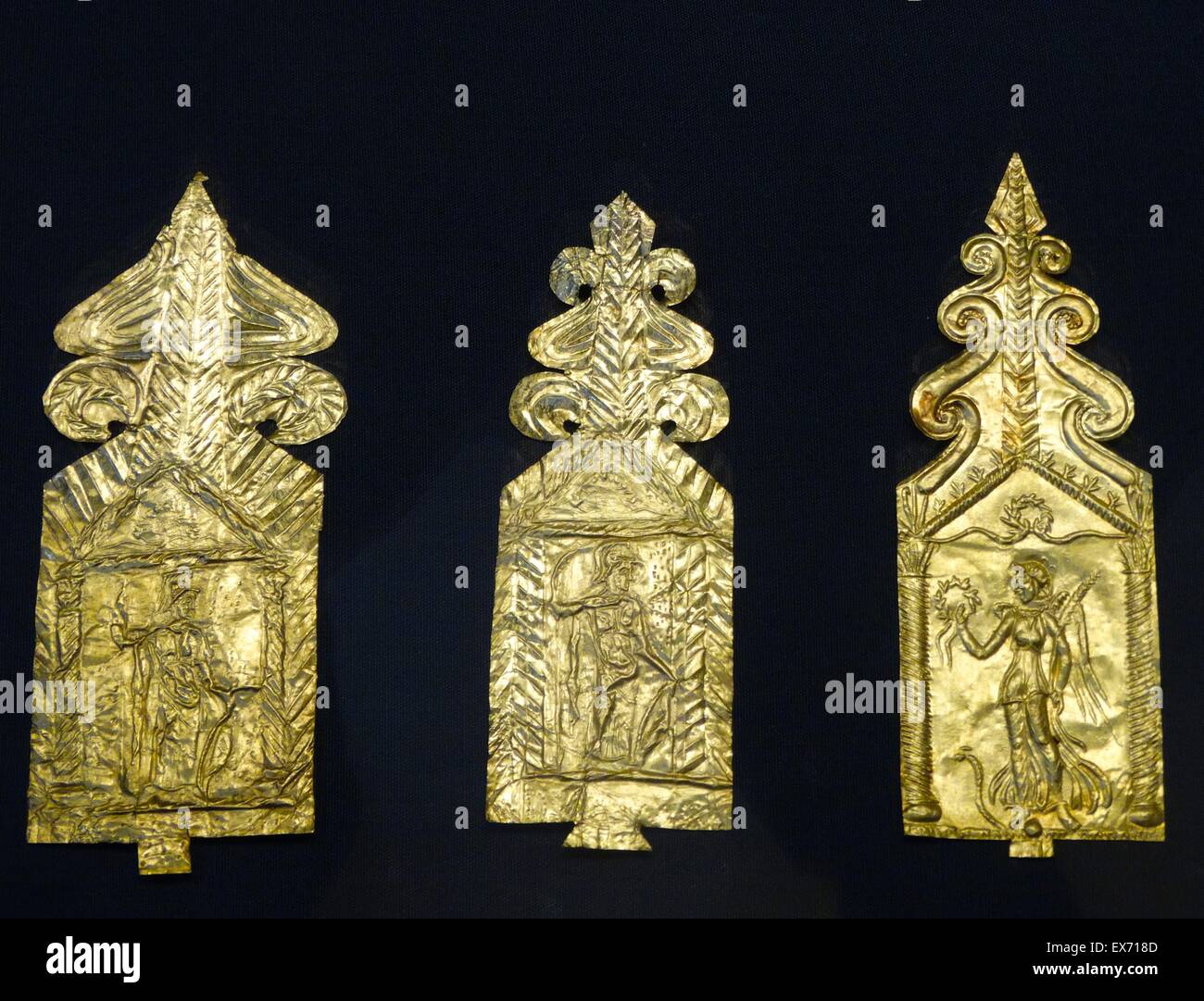 Gold votive plaques from the Roman Empire. 2nd century AD Stock Photo