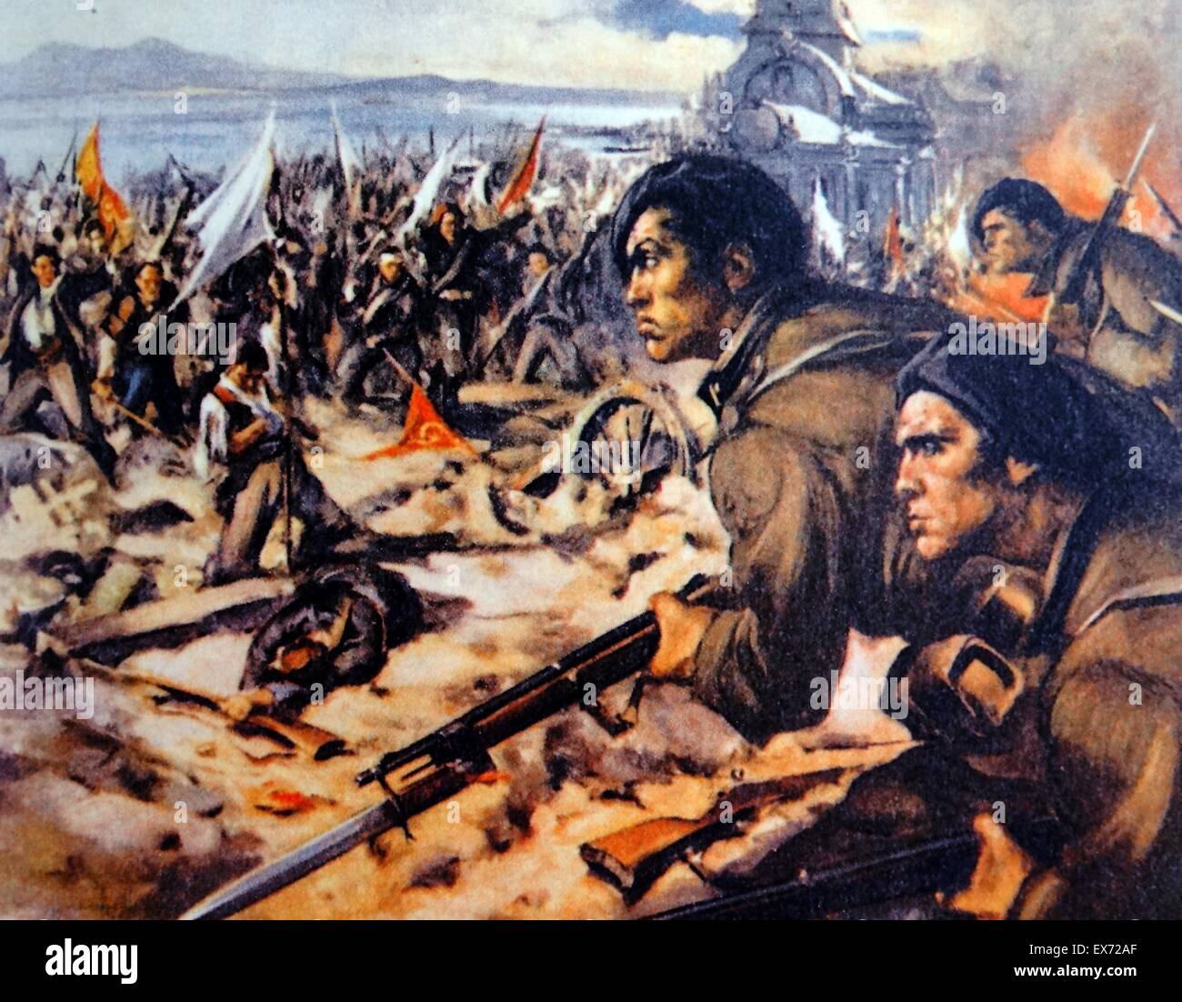 Italian brigade in action against Spanish republican forces during the Spanish Civil War Stock Photo