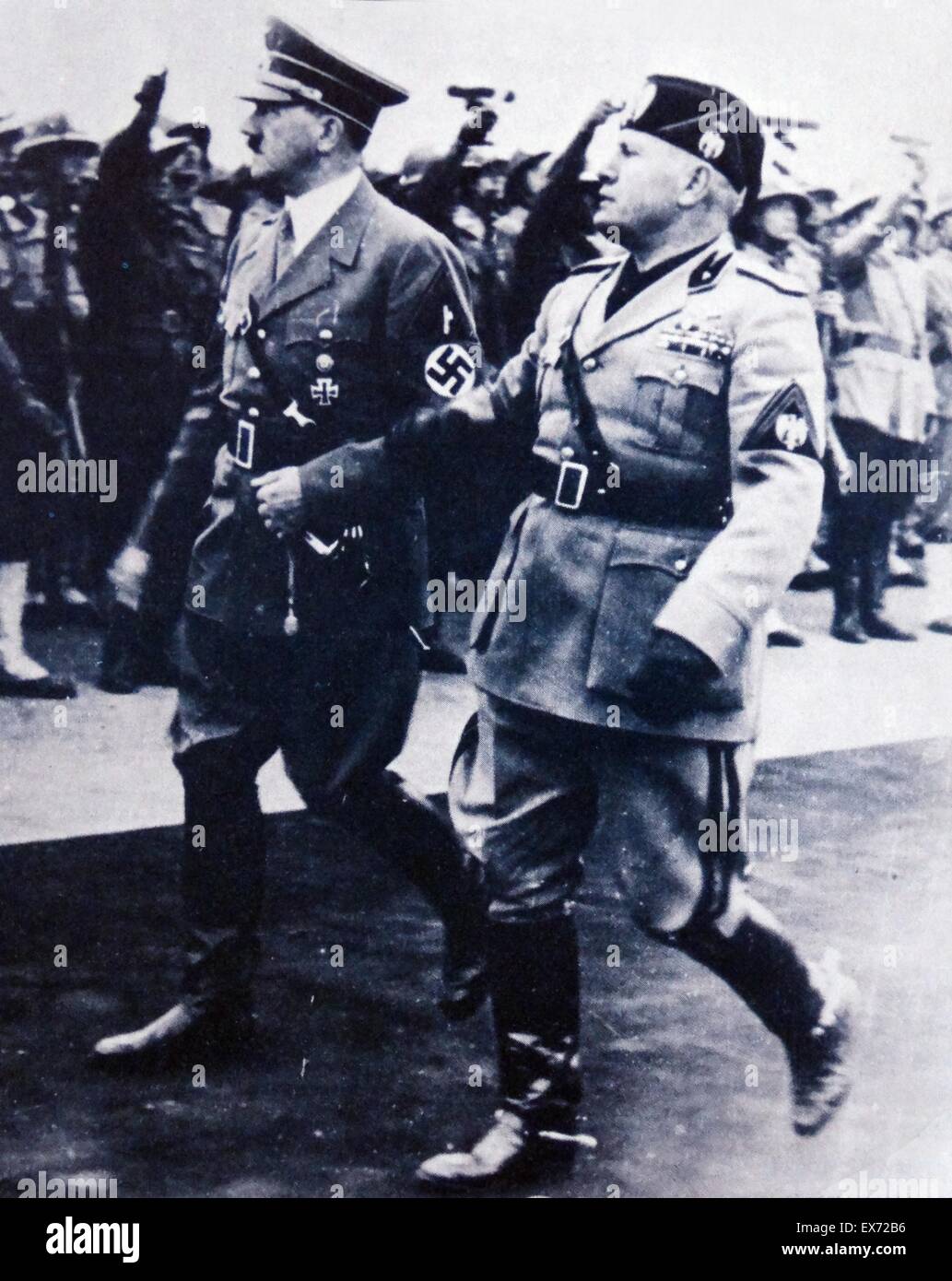 Adolf Hitler and Benito Mussolini in Rome, Italy 1938 Stock Photo