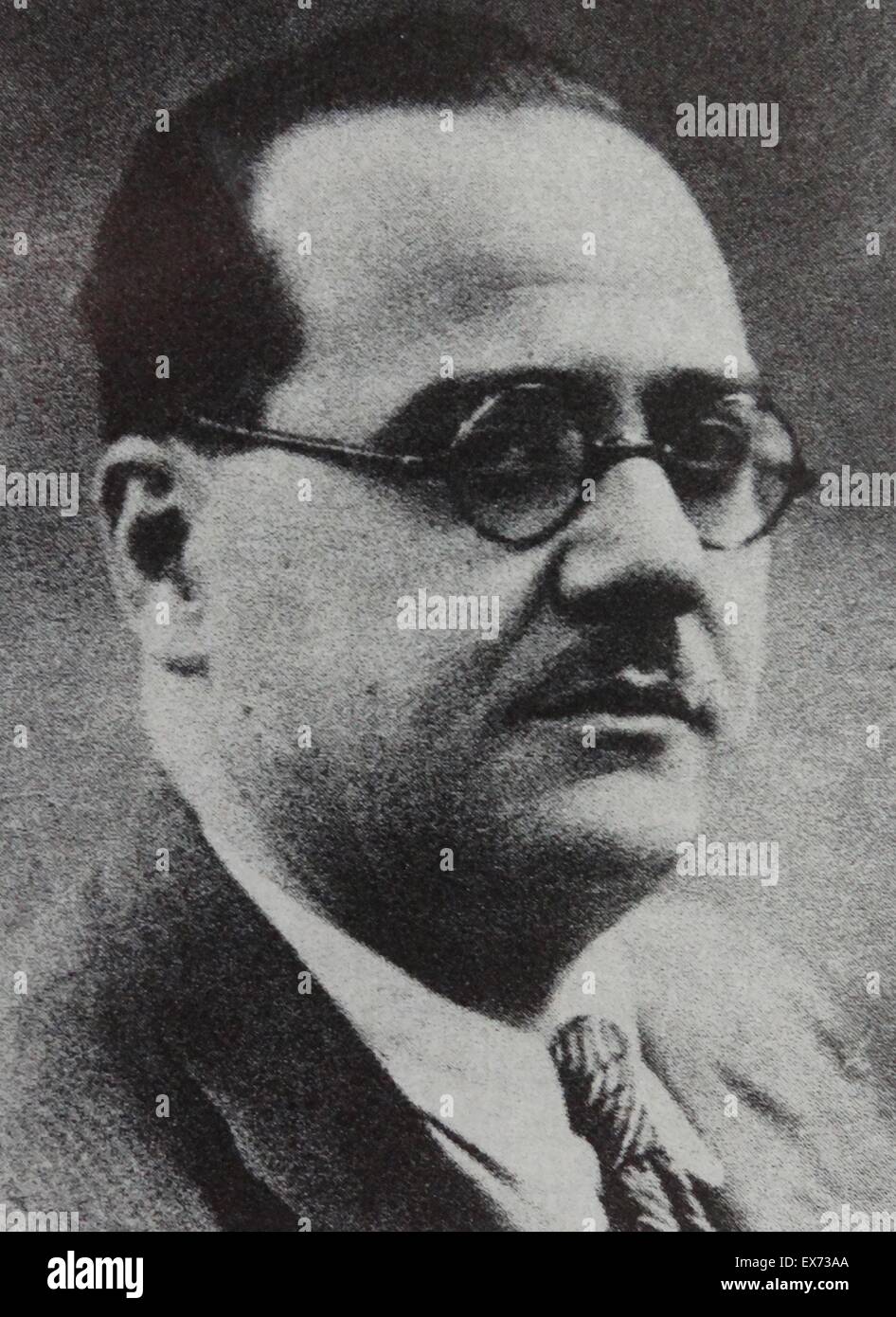 Juan Negrín y López (3 February 1892 – 12 November 1956) was a Spanish politician and physician. He was a leader of the Spanish Socialist Workers' Party (PSOE) and served as finance minister. He was the last Loyalist premier of Spain (1937–39), and presid Stock Photo