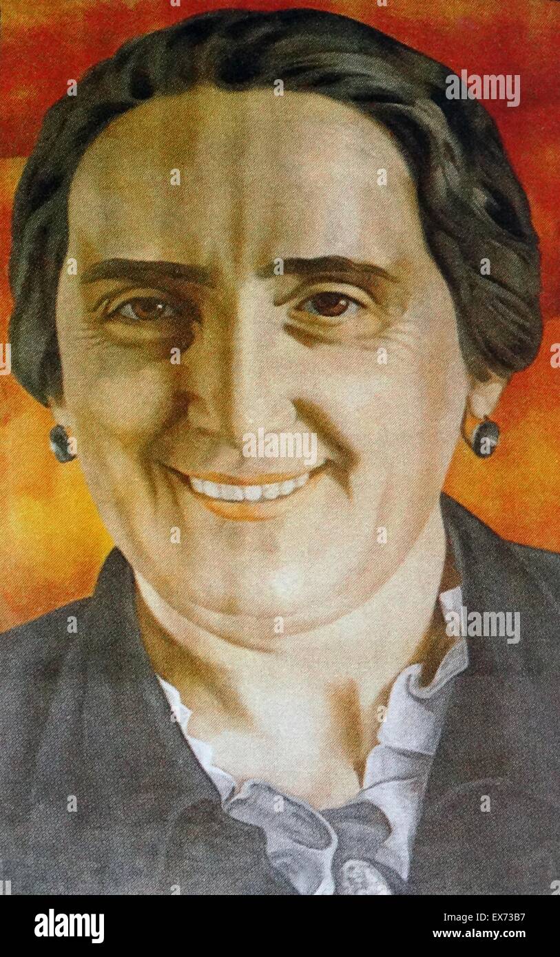 idealised portrait of Isidora Dolores Ibarurri Gómez (1895 – 12 November 1989) — known as 'La Pasionaria'. Spanish Republican leader of the Spanish Civil War and communist politician of Basque origin. She is perhaps best known for her defense of the Secon Stock Photo