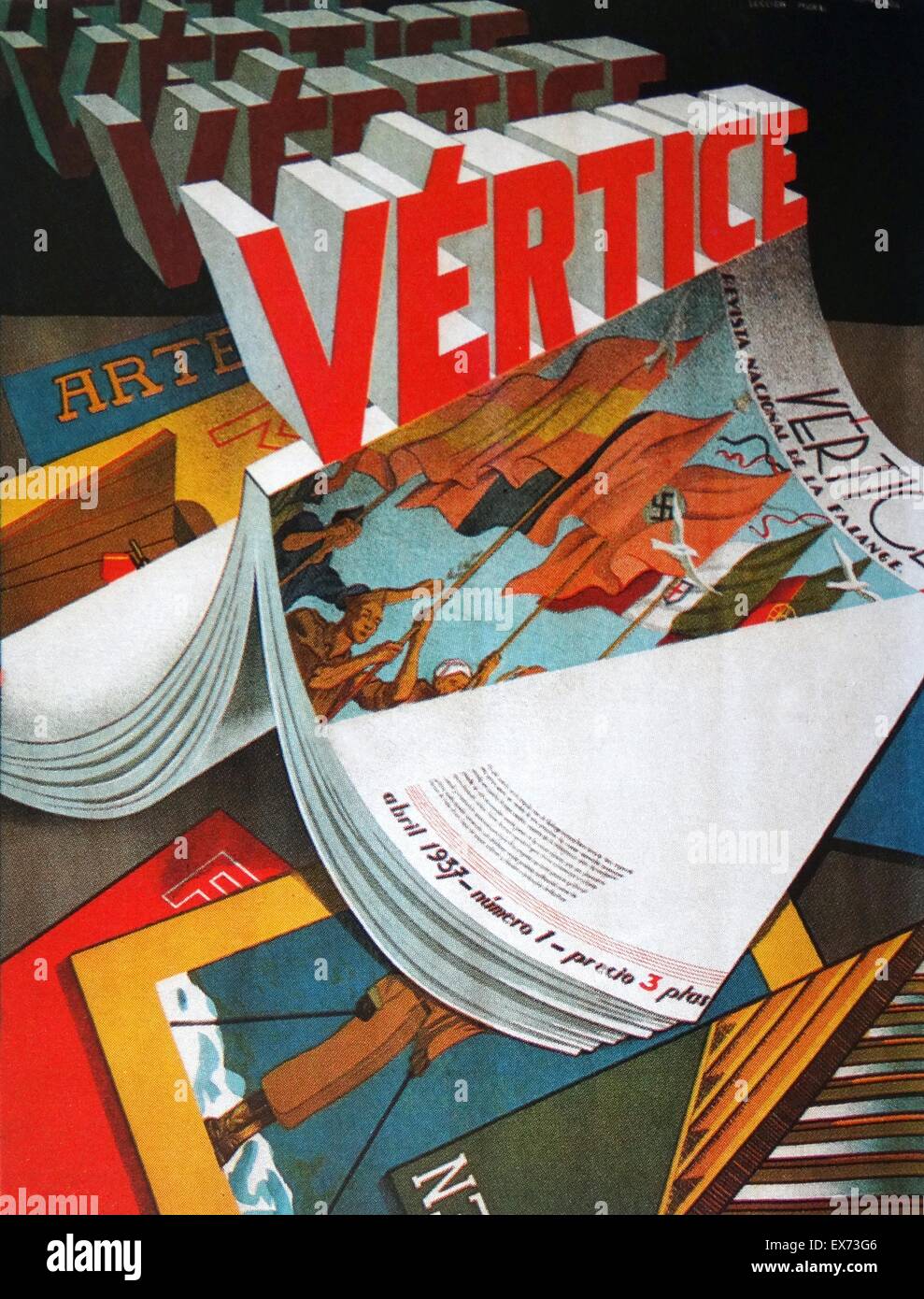 Advert for 'vertice' a Fascist Falange publication, during the Spanish Civil War Stock Photo