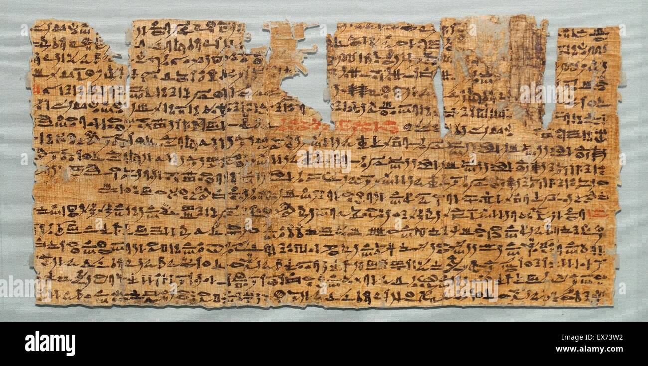 Hieratic papyrus referring to the warding off of hostile dead persons (mutu), Ptolemaic Period, 305-30 BC Stock Photo