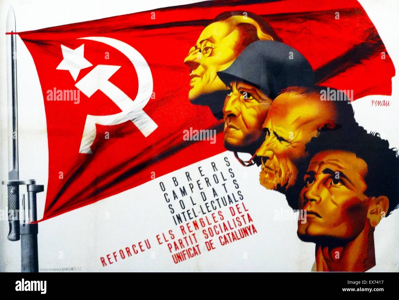 Spanish Socialist propaganda poster, during the Spanish Civil War. Stock Photo