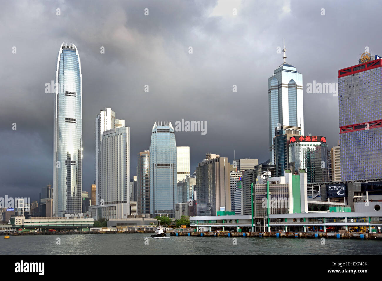 Hong Kong Island city skyline skyscrapers China Victoria Harbour Stock Photo