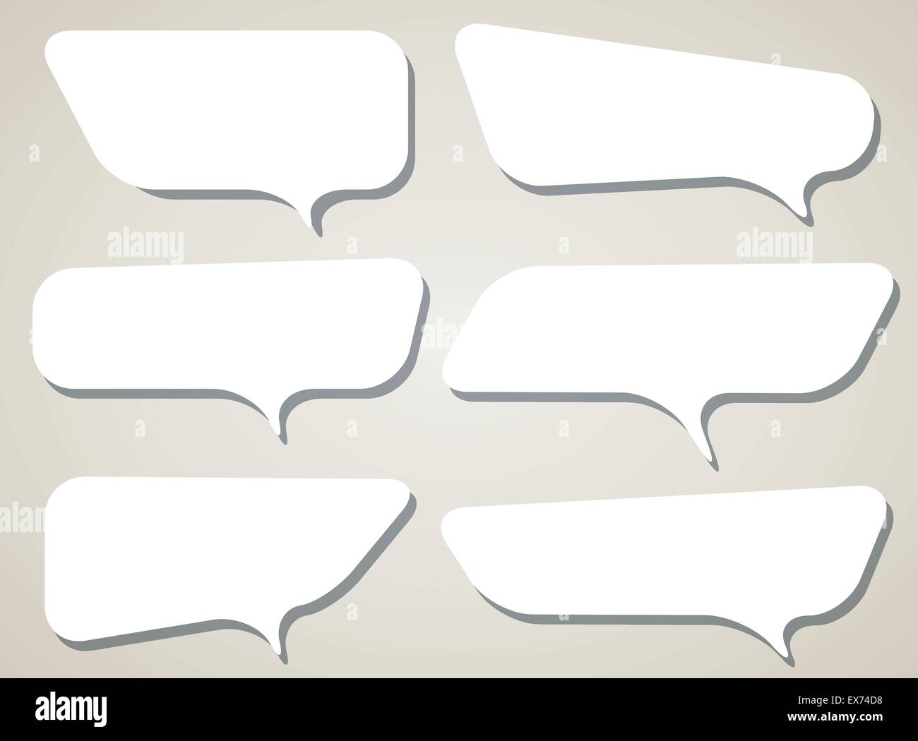 Set of white vector speech bubble with shadow on light brown background ...