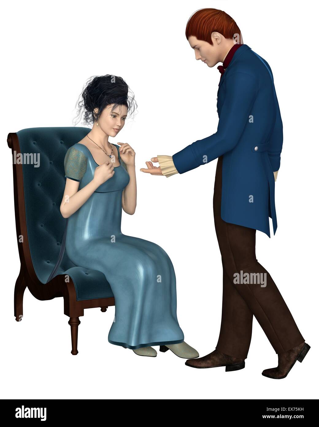 Regency Era Man and Woman Stock Photo