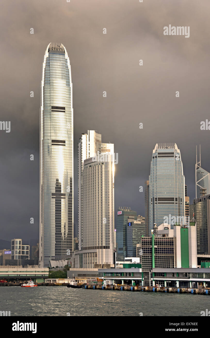 Hong Kong Island city skyline skyscrapers China Victoria Harbour Stock