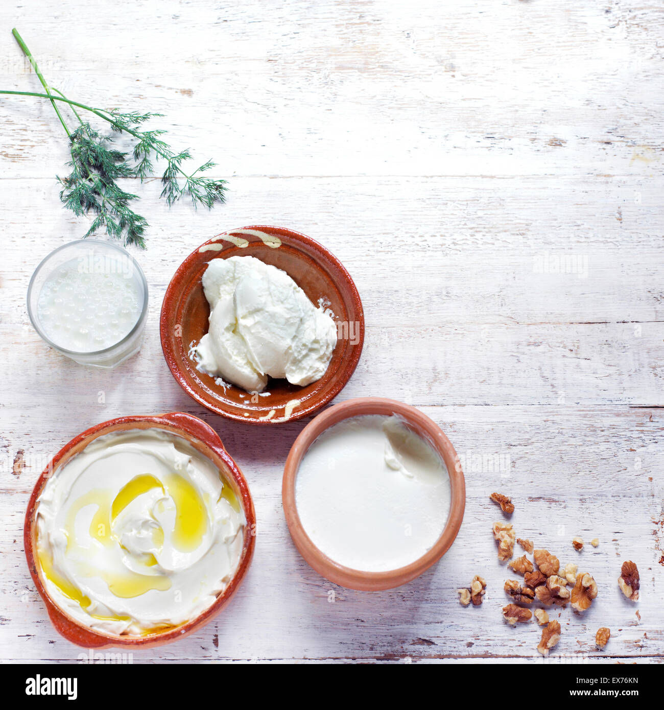Labna, ayran, greek yoghurt, natural yoghurt Stock Photo