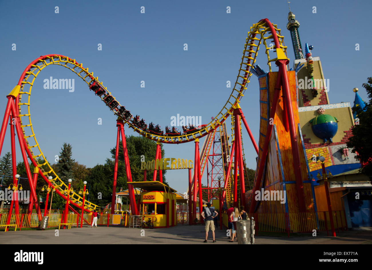 boomerang ride wurstelprater park prater vienna austria Stock Photo