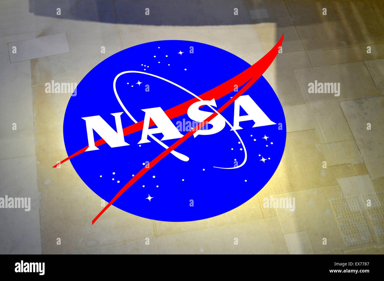 National Aeronautics and Space Administration insignia on the Space Shuttle tiles Stock Photo