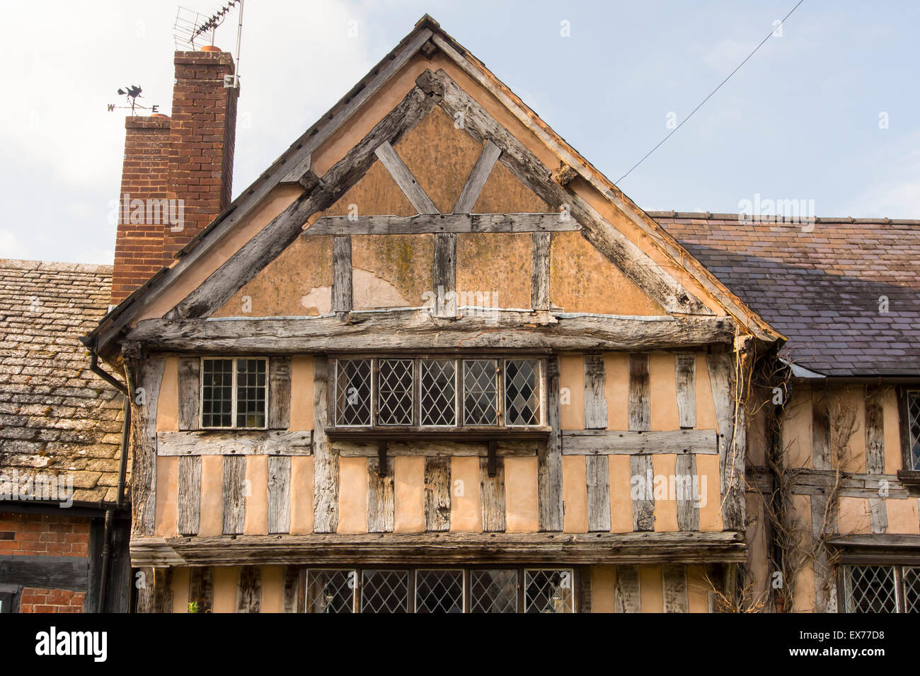 Ancient Medieval Tudor Timber Framed Houses In Pembridge Stock