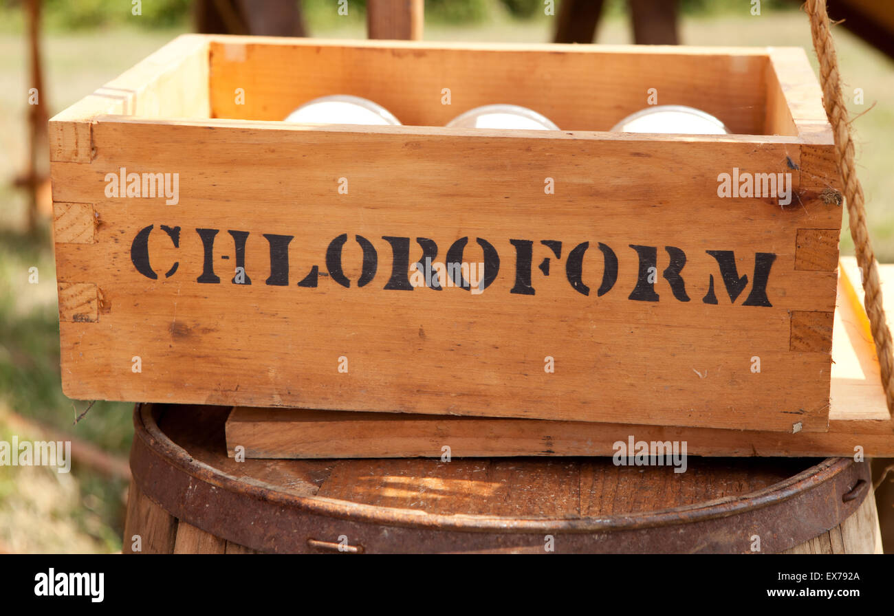 Chloroform Box at a US Civil War Event Stock Photo
