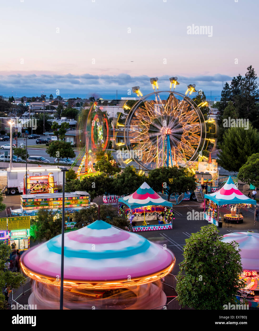 Carnivals in Redwood City and The Boardwalk in Santa Cruz Stock Photo