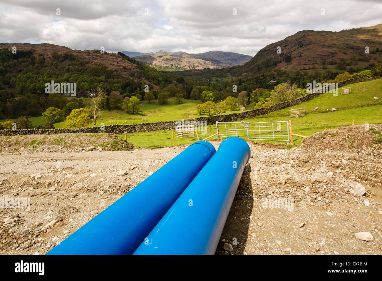 Construction work on the Scandale Beck hydro scheme above, Ambleside in the Lake district, UK