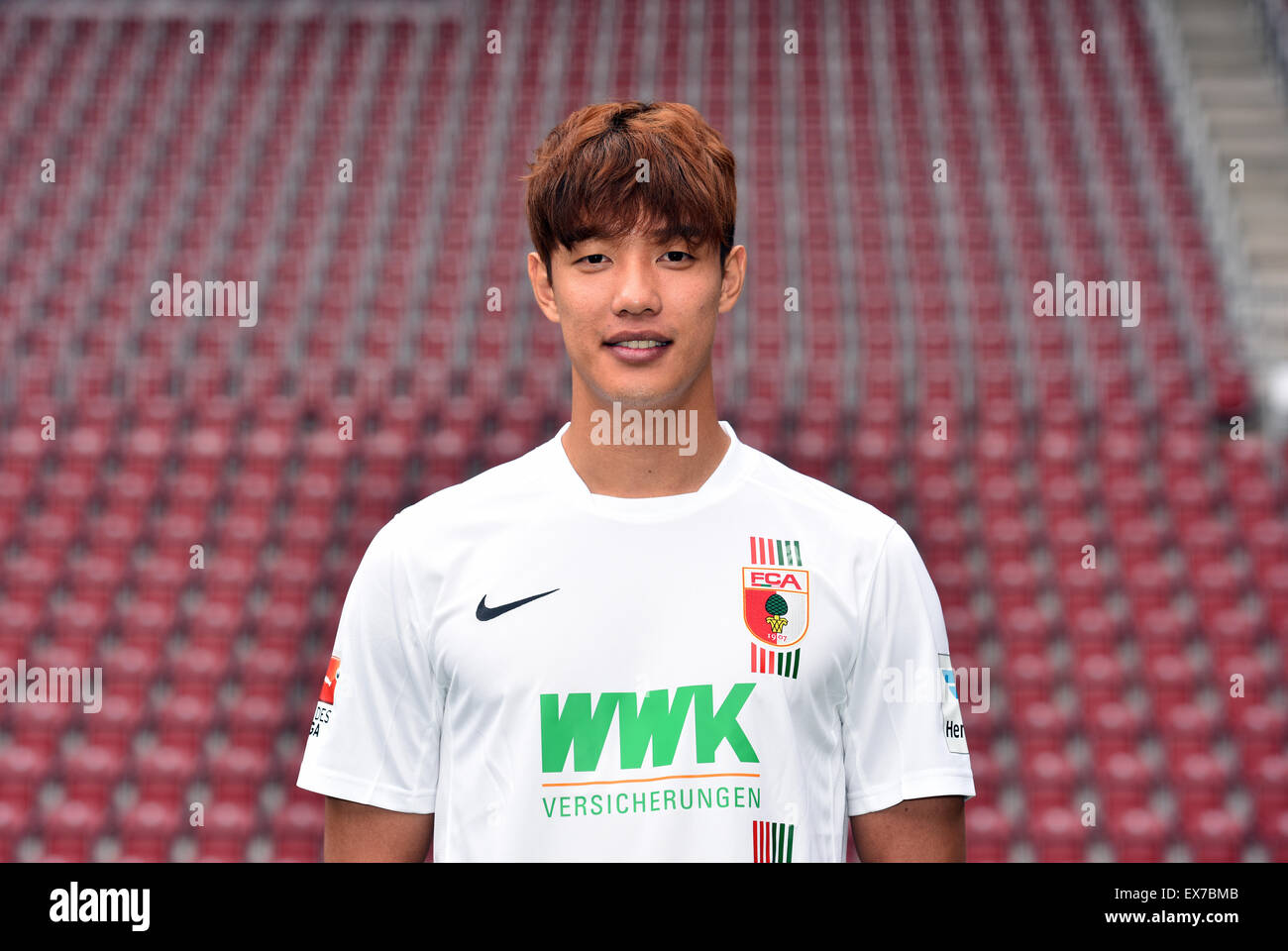 Augsberg, Germany. 8th July, 2015. German soccer Bundesliga: Team photos for FC Augsburg for the 2015/16 season in the WWK ARENA in Augsberg, Germany, 8 July 2015. Pictured here is player Jeong-Ho Hong. Photo: Stefan Puchner/dpa/Alamy Live News Stock Photo