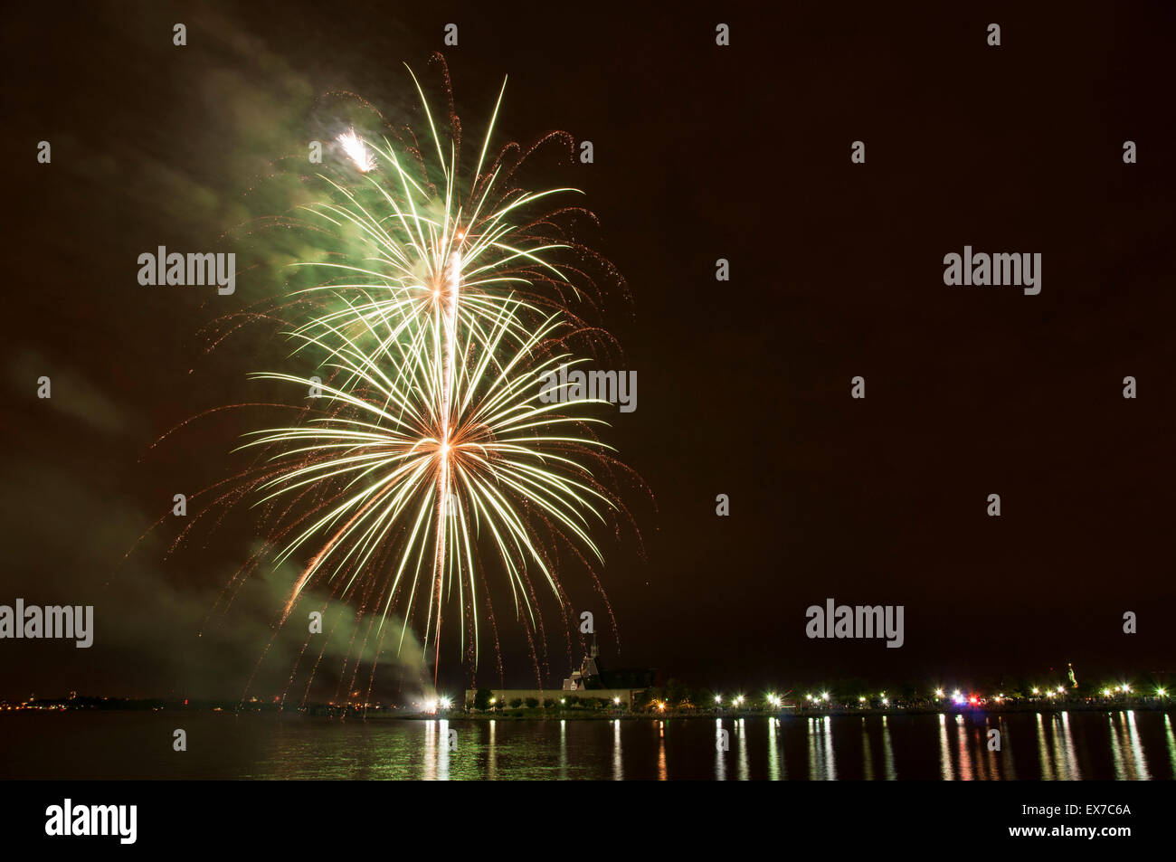 Liberty State Park Fourth of July Fireworks Stock Photo