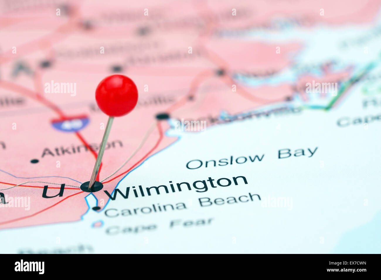 Map of wilmington hi res stock - Wilmington Pinned On A Map Of Usa EX7CWN