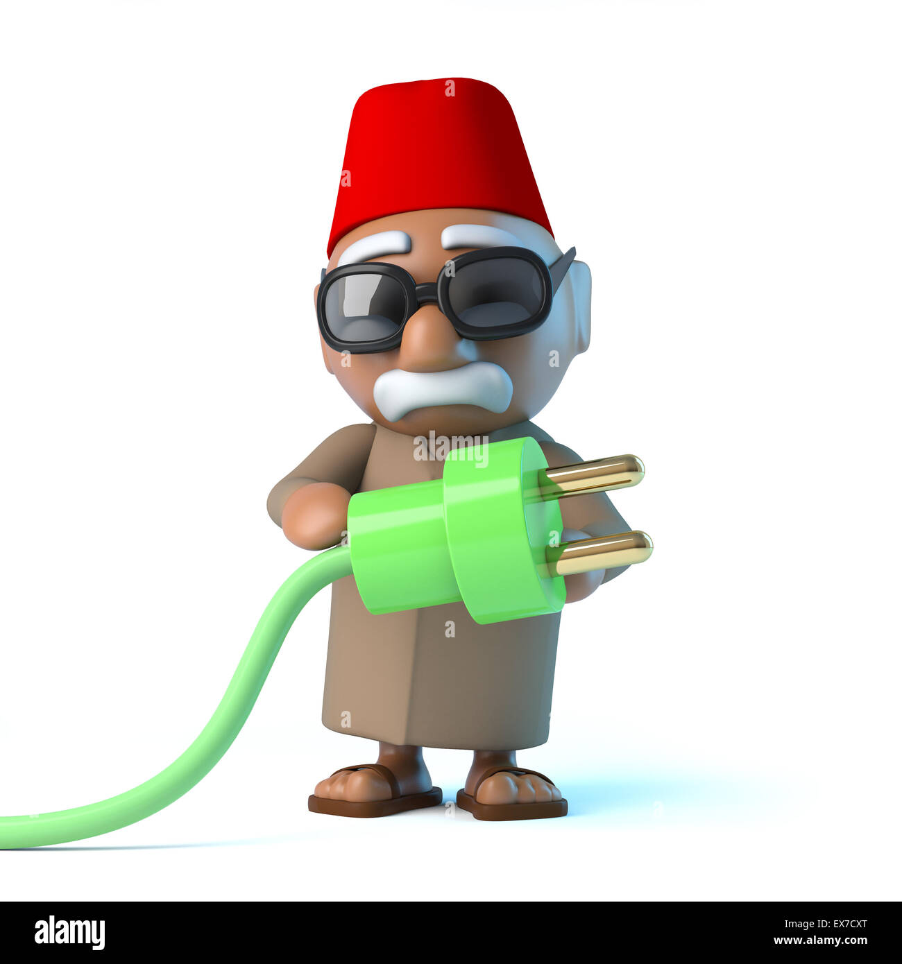 3d render of a Moroccan holding a green power plug Stock Photo Alamy