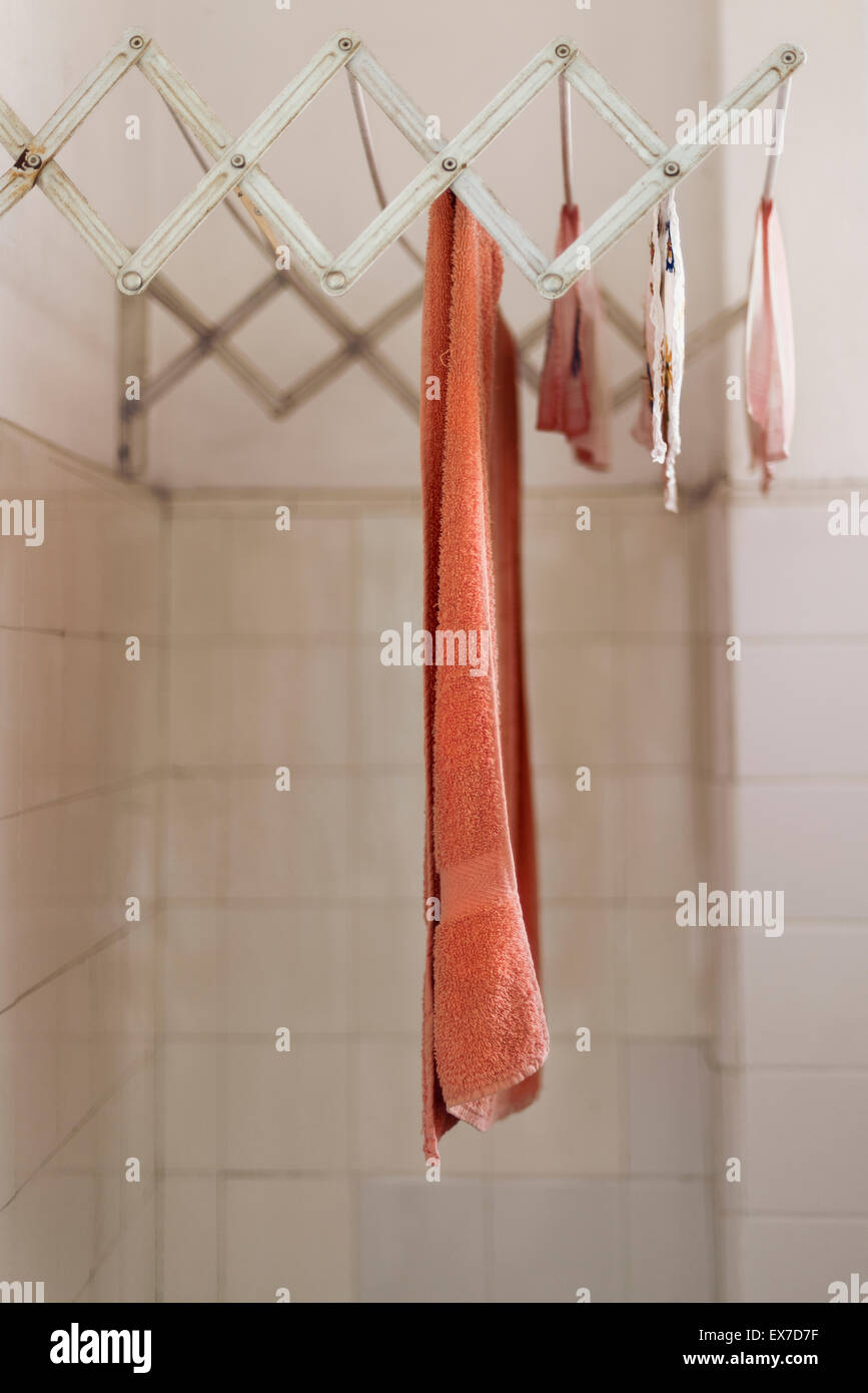 indoor washing line Stock Photo