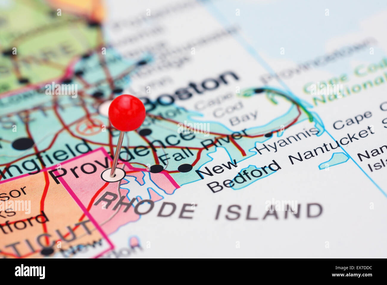 Providence pinned on a map of USA Stock Photo
