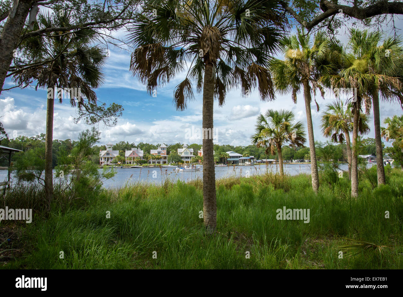 Vacation rental properties on Steinhatchee River Stock Photo