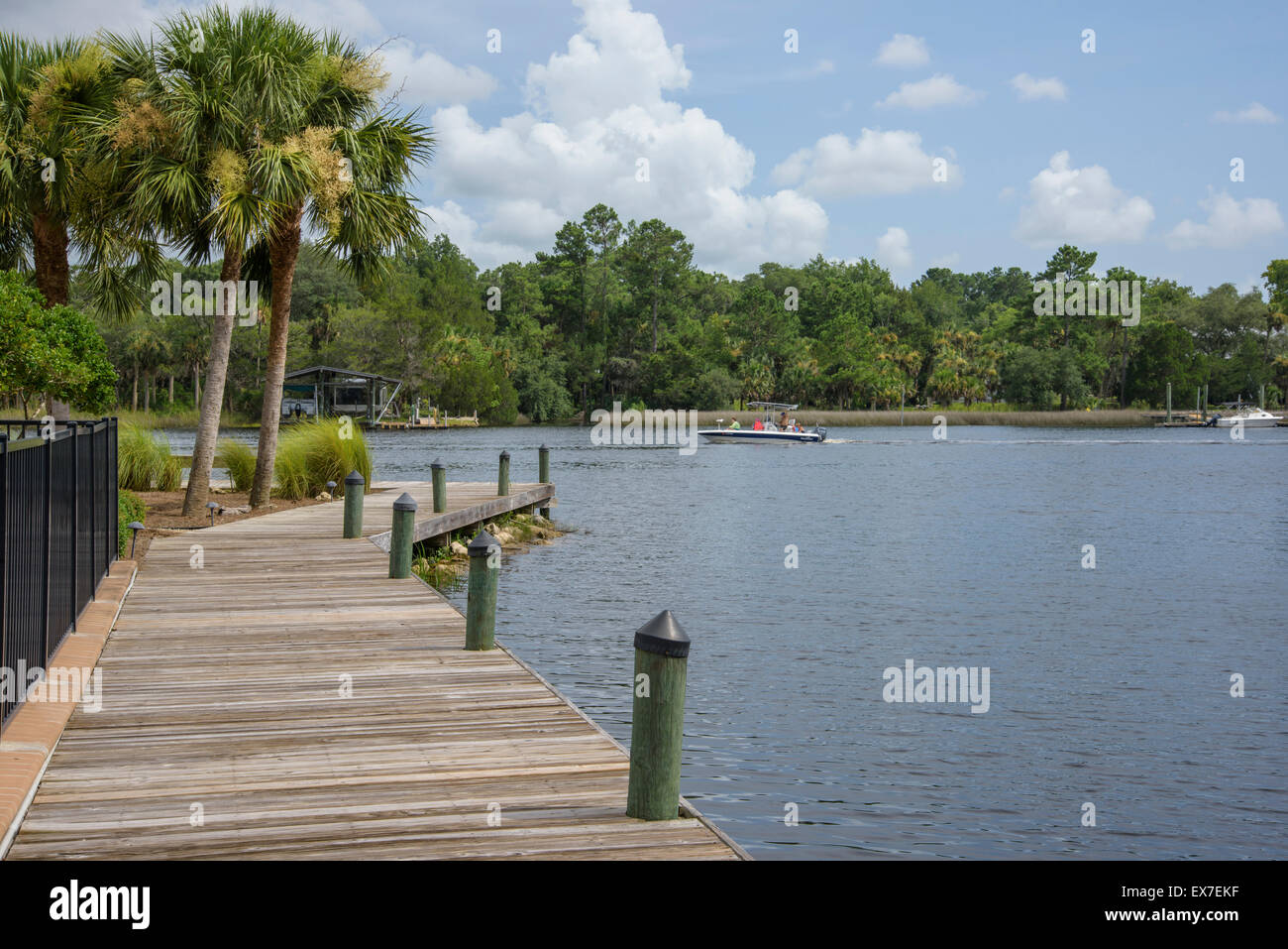 Docks on river at Steinhatchee, FL Stock Photo Alamy