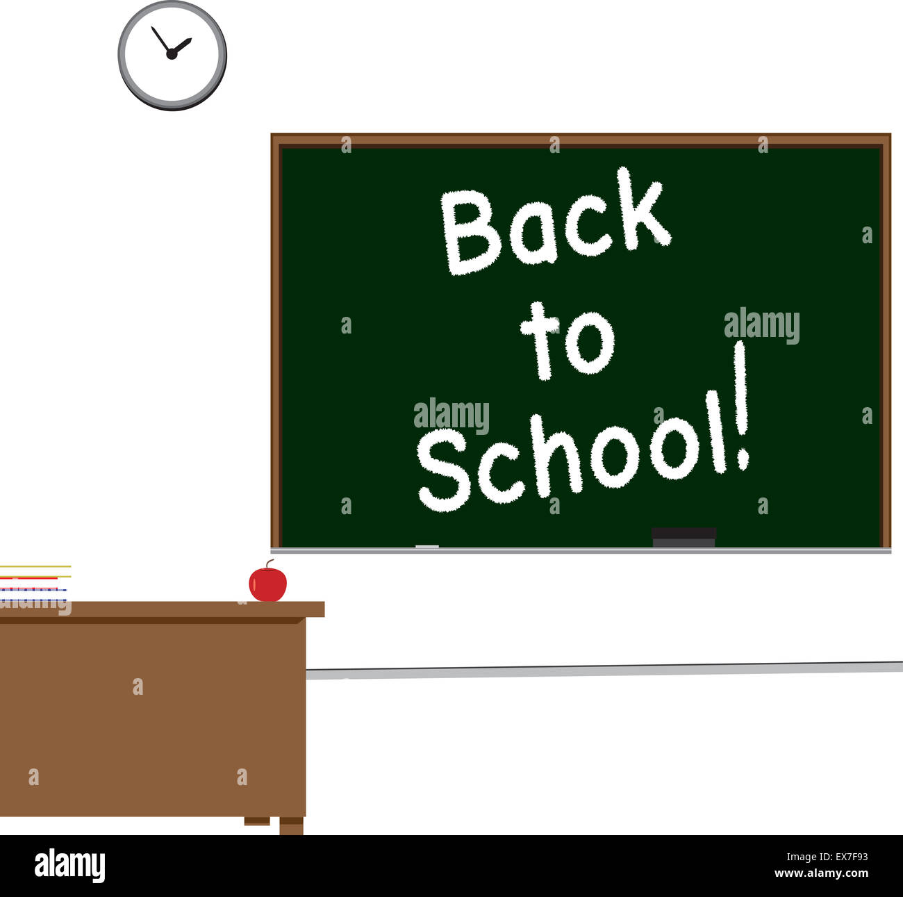 Classroom scene with Back to School written on the chalkboard Stock ...