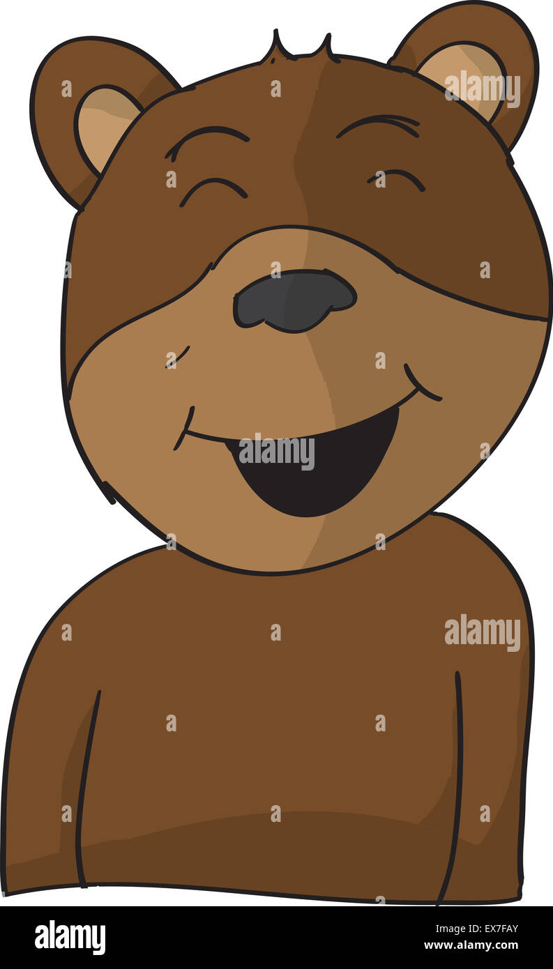 vector cartoon illustration happy smiling brown bear Stock Photo - Alamy