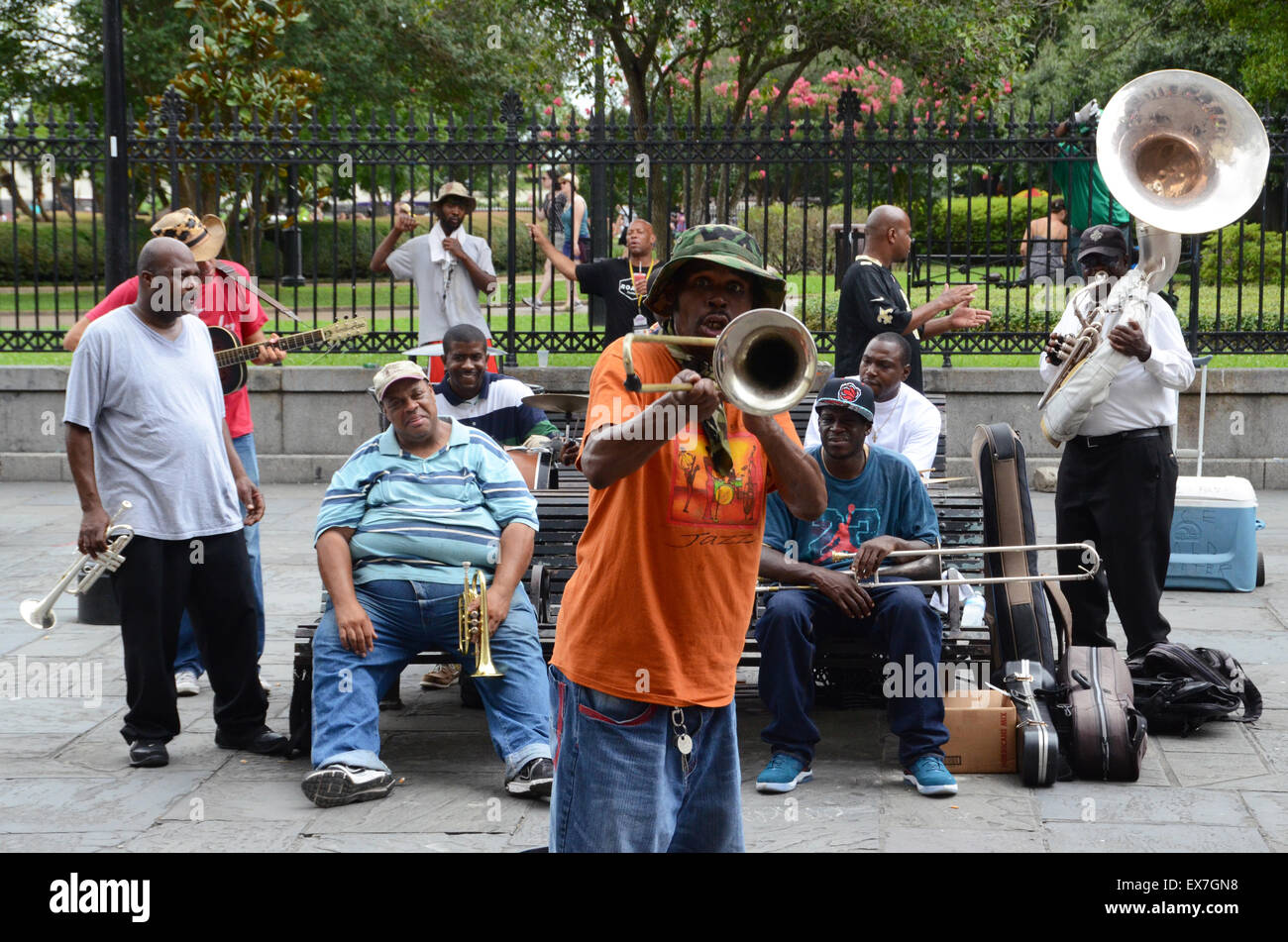 jazz band new orleans street Stock Photo Alamy