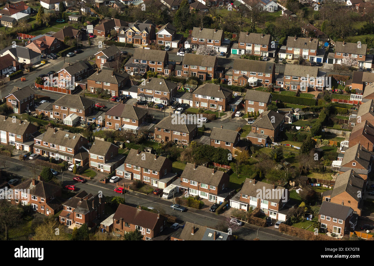 Aerial view of housing estate Stock Photo