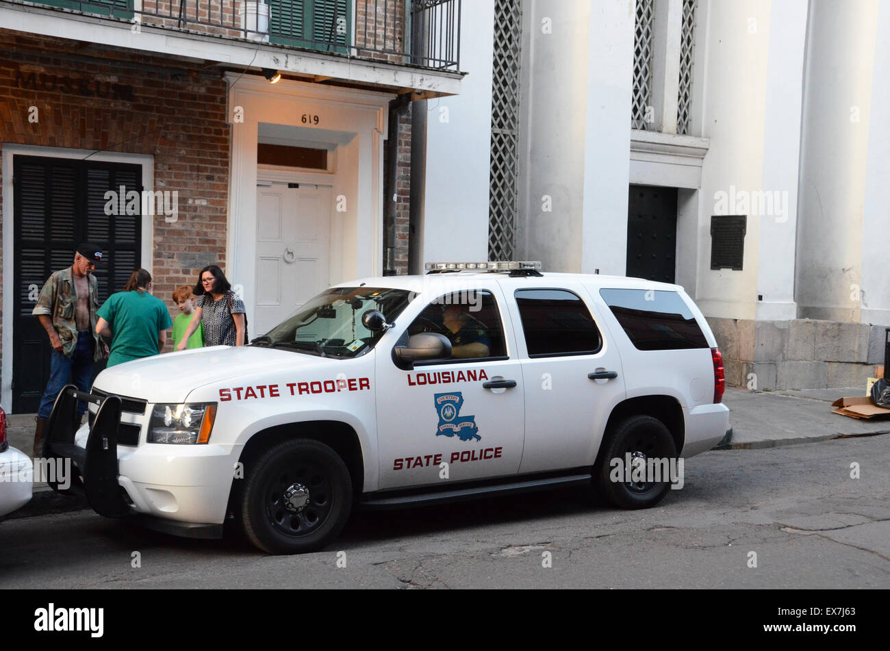 louisiana state trooper car french quarter new orleans Stock Photo